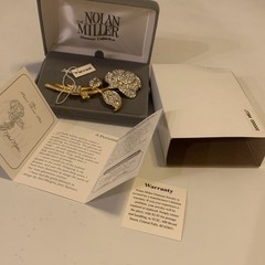 Vtg Nolan Miller Large 4″ Pave`Crystal Rose Pin Brooch 4″ W/ Box & COA NEW