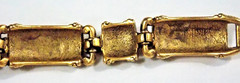 ETRUSCAN REVIVAL SPECTACULAR USA VTG. MATTE GOLD CABACHON ORNATE LINK BRACELET