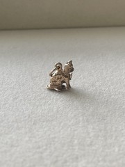 Vintage 9ct Rose Gold 3D Cat With Bow Tie Pendant Charm Solid Not Hollow