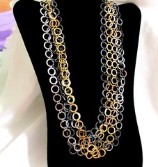 VTG RUNWAY NAPIER LUXE 36″ SWEEPING MULTICHAIN MIXED METAL NECKLACE MODERNIST