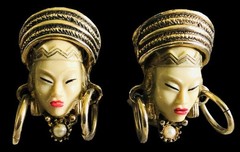 Vintage Selro/Selini Asian Princess/Thai Girl Clip EARRINGS,fjt