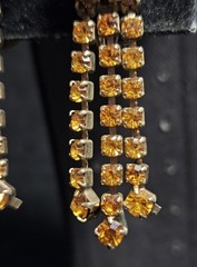 Vintage Chandelier Screw back Earrings Amber & Brown Apricot hues Gold Tone 45mm