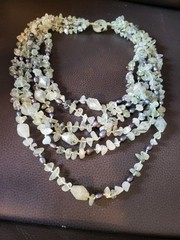 Vintage Prehnite Pearl 6 strand Necklace.