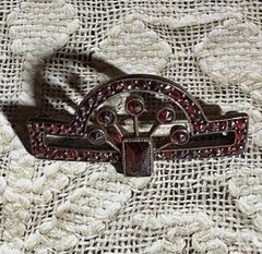 Antique Art Deco 10k Rose Gold Garnet Pin/Brooch 1.25 Inches