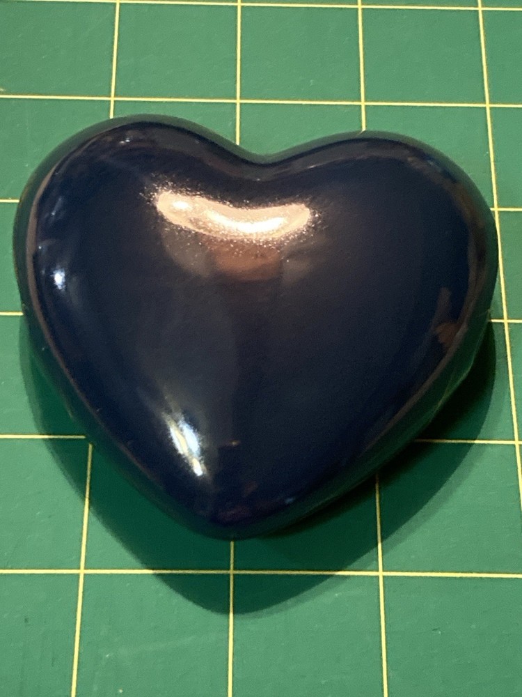 Vintage Solid Navy Blue Heart Scarf Ring Large Ceramic 3.5″ x 3″