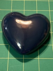 Vintage Solid Navy Blue Heart Scarf Ring Large Ceramic 3.5″ x 3″