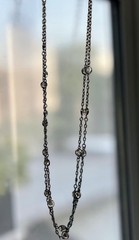 Signed MMA Metropolitan Museum of Art Black Tone Faceted Station Necklace Vtg