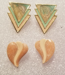 Vintage Retro MCM Earrings 2 Pair Pastels Enamel Colors Pierced Post