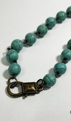Vintage Southwestern Style Faux Turquoise Beaded Necklace 26in Bird Pendant