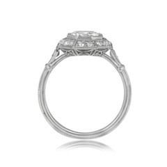 Art Deco Style Round Cut Lab Created Diamond Halo 925 Silver Engagement Ring
