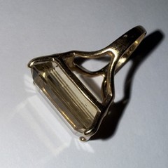 7.99 Grams UTC 14k Yellow Gold Natural Citrine Vintage XX Large Rectangle Ring