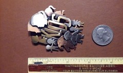 KIDS by K&T Vintage Tri-Metal Crafted Brooch Pin 2.5″ Inches Brass Copper Nickel