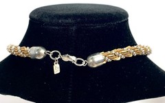 Signed LR Lady Remington Gold & Silver Tone Metal Braided Chain 17” Necklace