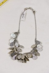 Vtg Y25 BOHO Lucky Brand Necklace Silver Tone Green Yellow Semi Precious Accents