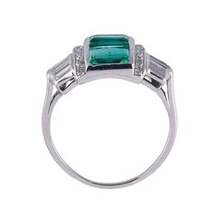 Art Deco Style 3.85Ct Lab Created Emerald Vintage Cocktail 14K Gold Finish Ring