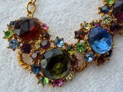 R.J. Graziano Multi-Colored Rhinestone Link Bracelet Vintage 7-8″ Adjustable