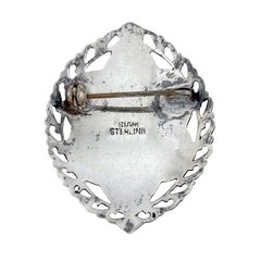 Vintage Sterling Silver 925 Blue Niello Siam Filigree Brooch