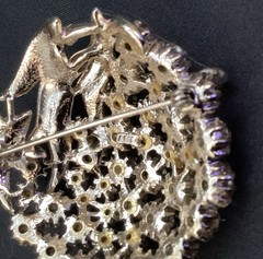 ART (C) Arthur Pepper Mode Art Brooch & Earring Set AB Rhinestone Pink Enamel