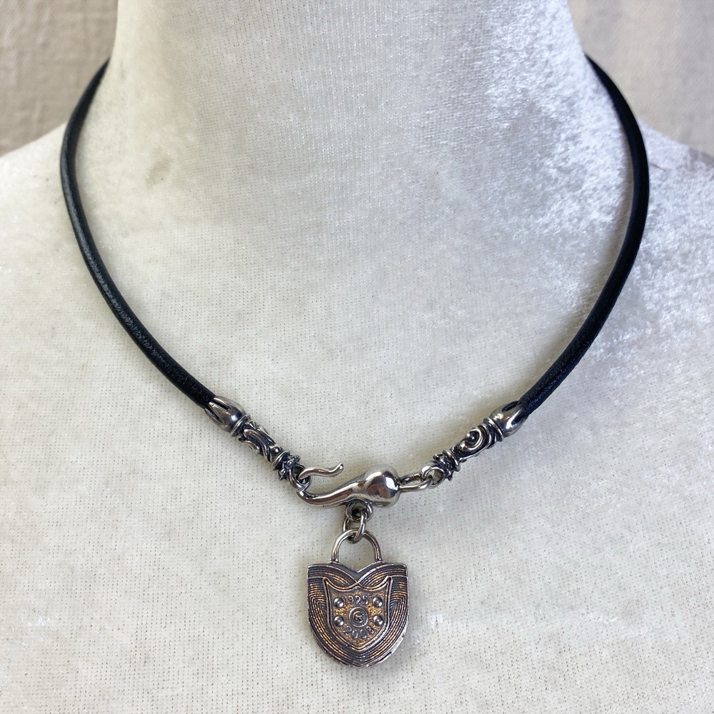 Primal Silver Co. Bali Sterling 925 Black Leather Cord Choker Necklace 2008