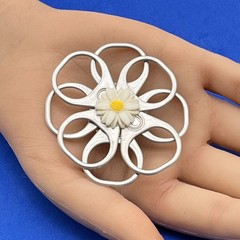 Vintage Daisy Jewelry Set Upcycle Brooch Clip On Earrings