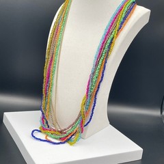 Vintage Multi-Strand Seed Bead Chain Charm Necklace Bohemian Hippie Jewelry