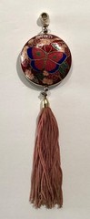 Vintage Asian Double Sided Butterfly Cloisonne Pendant Ornament With Tassel
