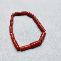 Italian Red Coral Bracelet Natural Coral Handmade Gemstone Stretchable Bracelet