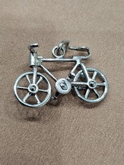 Vintage Silver Tone Charm For Bracelet Jewelry Bicycle Bike Adventure Travel Old