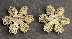 Vintage 1950’s Rhinestone Metal Set 2 Brooches Flower