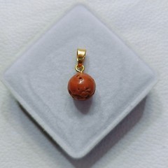 Natural Italian Orange Coral Round Beads Pendant Vintage Gemstone Handmade Gift