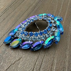 Vintage Blue Purple AB Juliana D&E Book Piece for Sarah Coventry Brooch
