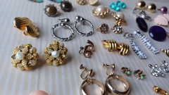 Lot 63 Pair Vintage Clip Screw Back Earrings Mixed Materials Tones Some Wear