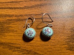 Vintage Russian Enamel Rostov Finift Filigree Round Earrings 1988