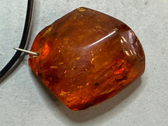 NATURAL OLD ANTIQUE COGNAC BALTIC AMBER PENDANT 14,3 gr. WITH CHAIN