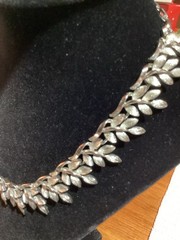 Lisner Vintage Necklace Signed Choker Leaf Silver Tone Adjustable Jewelry