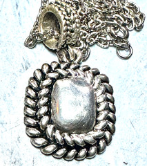 Vintage Silver Tone and Square Pendent Necklace, Signed BEST, 30″