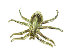 INSECT SPIDER LARGE PIN WITH MARBLED BROWN YELLOW FAUX GEMSTONE FIGURAL