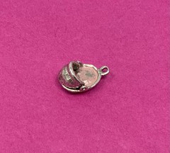 Sterling Silver Vintage Baby Moses Basket Pink Girl Movable Charm Pendant 2.4g