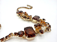 JULIANA D&E Amber Topaz Emerald-Shaped Rhinestones 5-Link Necklace