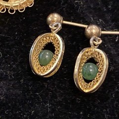 Vintage Sorrento 12 Kt Gold Filled & Jade Necklace w/earrings