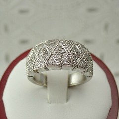Vintage 925 Sterling Silver Ornate Diamond Size 6 3/4 Band Ring by EA Weighs 8 g