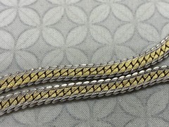 Medici Gold Silver Tone Thick flat Snake Chain Necklace Vintage textured