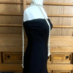 Vtg Jomaz/Joseph Mazer Signed Pearl/Blk Bead Lariat Necklace–7 Strand Scarf Styl