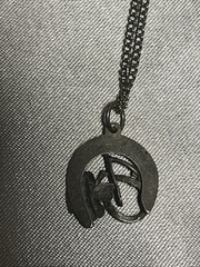 Vintage Pewter Good Luck Charm On Silver Tone Chain 18”