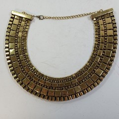 Vintage Brass Gold Tone Egyptian Revival Collar Necklace