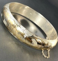 Vintage Bangle Bracelet Estate Fine Jewelry Pre-Owned Sterling Silver Antique