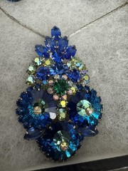 🌟Rare Book Set🌟Juliana D&E Peacock Blue Margarita Rhinestone Pendant Earrings