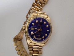 rolex oyster perpetual datejust blue dial gold