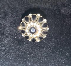 Vintage Statement Cocktail Ring Black With Cubic Zirconia Type Stones Size 7-7.5