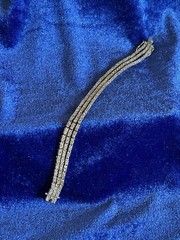 Vintage Sterling Silver Triple Strand Diamond Tennis Bracelet Size 6.75 Nice One